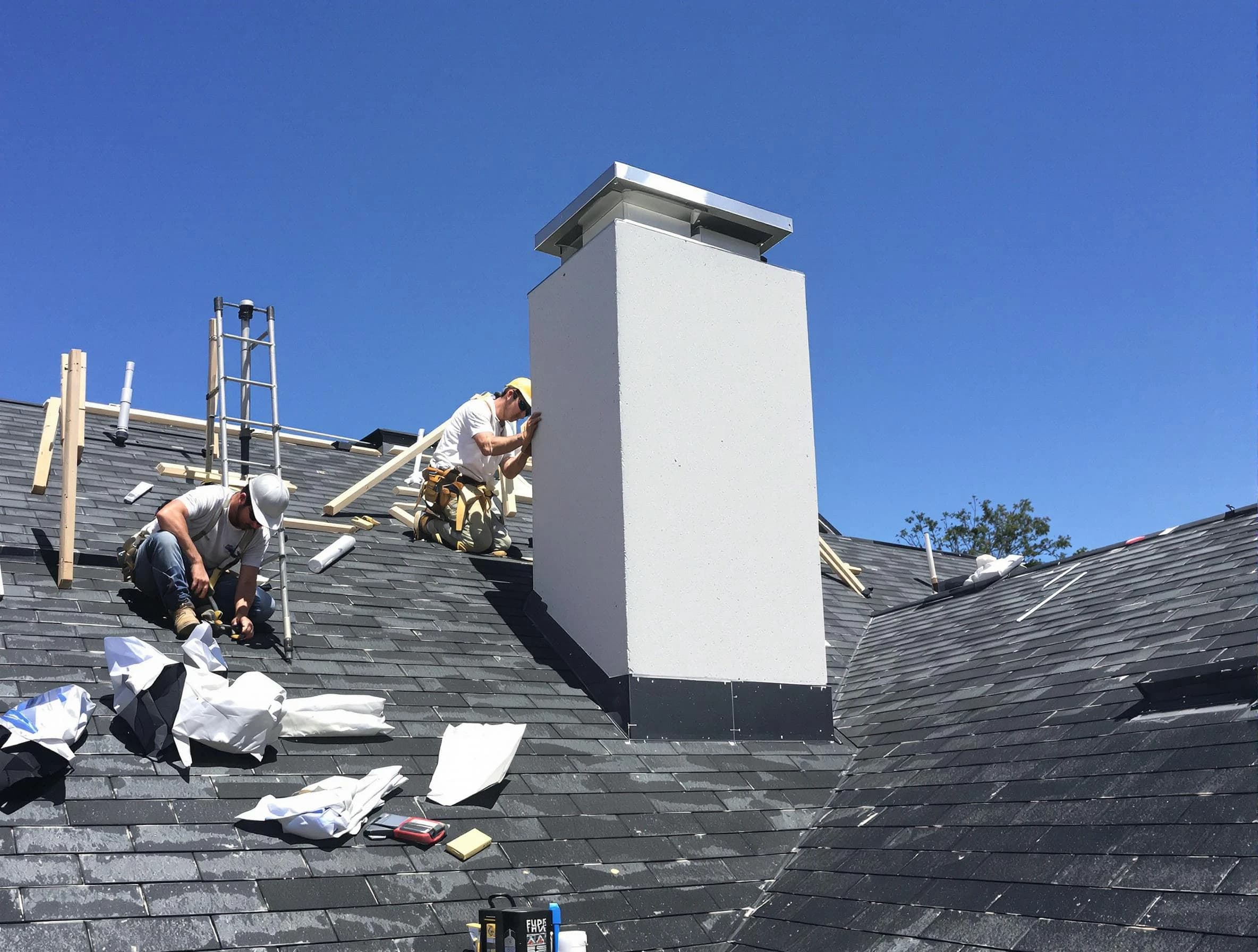 Pleasant Grove Chimney Sweep crew installing a new chimney in Pleasant Grove, UT