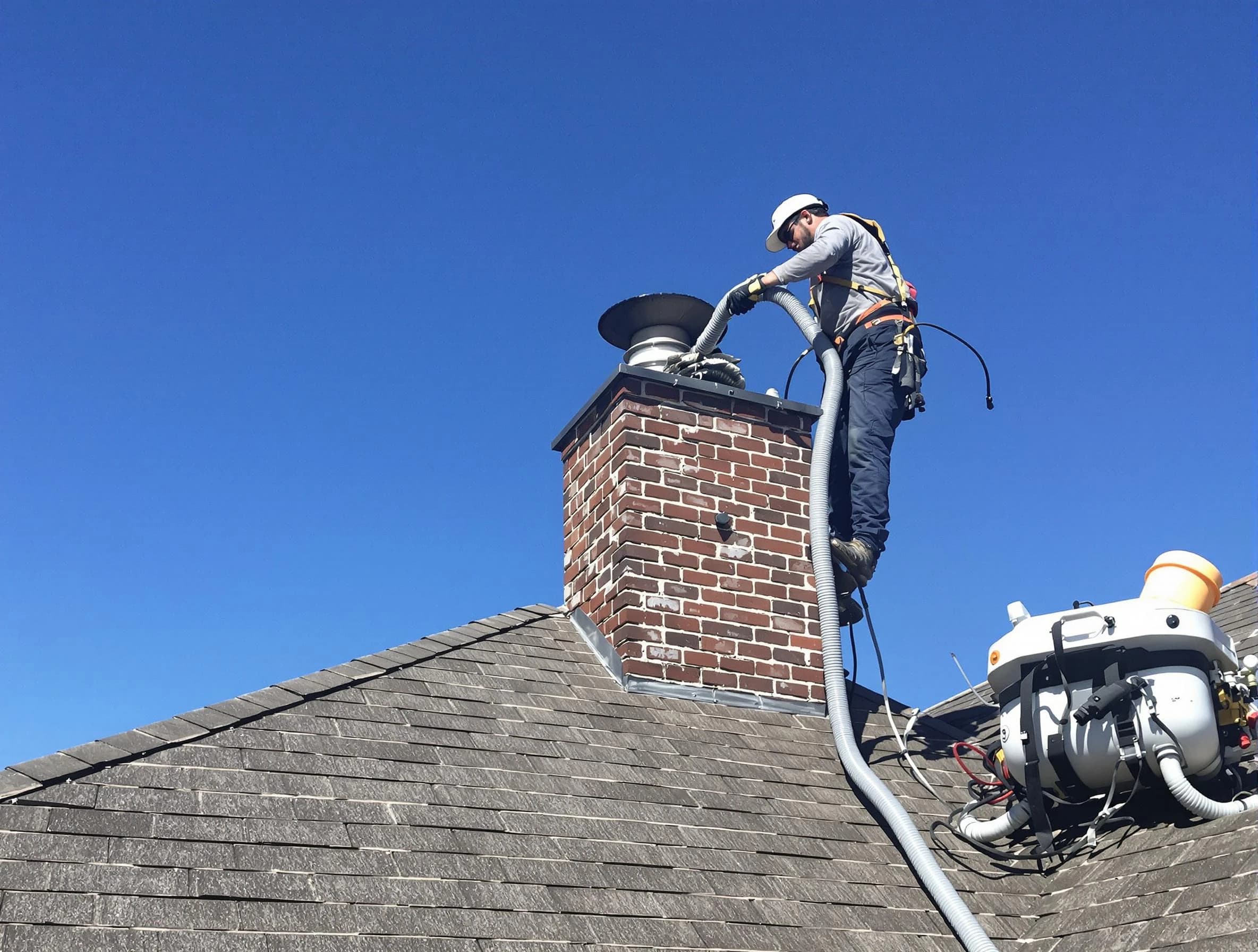 Dedicated Pleasant Grove Chimney Sweep team member cleaning a chimney in Pleasant Grove, UT