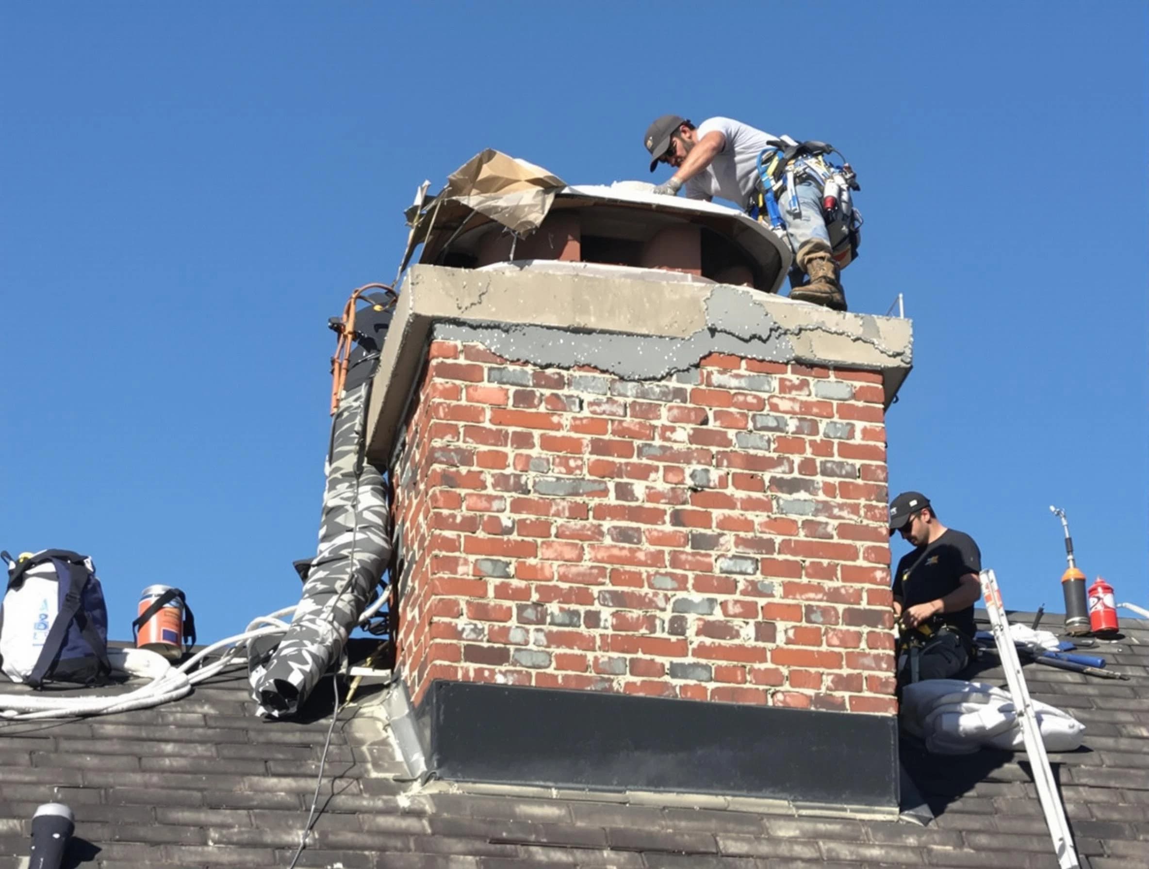 Pleasant Grove Chimney Sweep installing a custom chimney crown in Pleasant Grove, UT