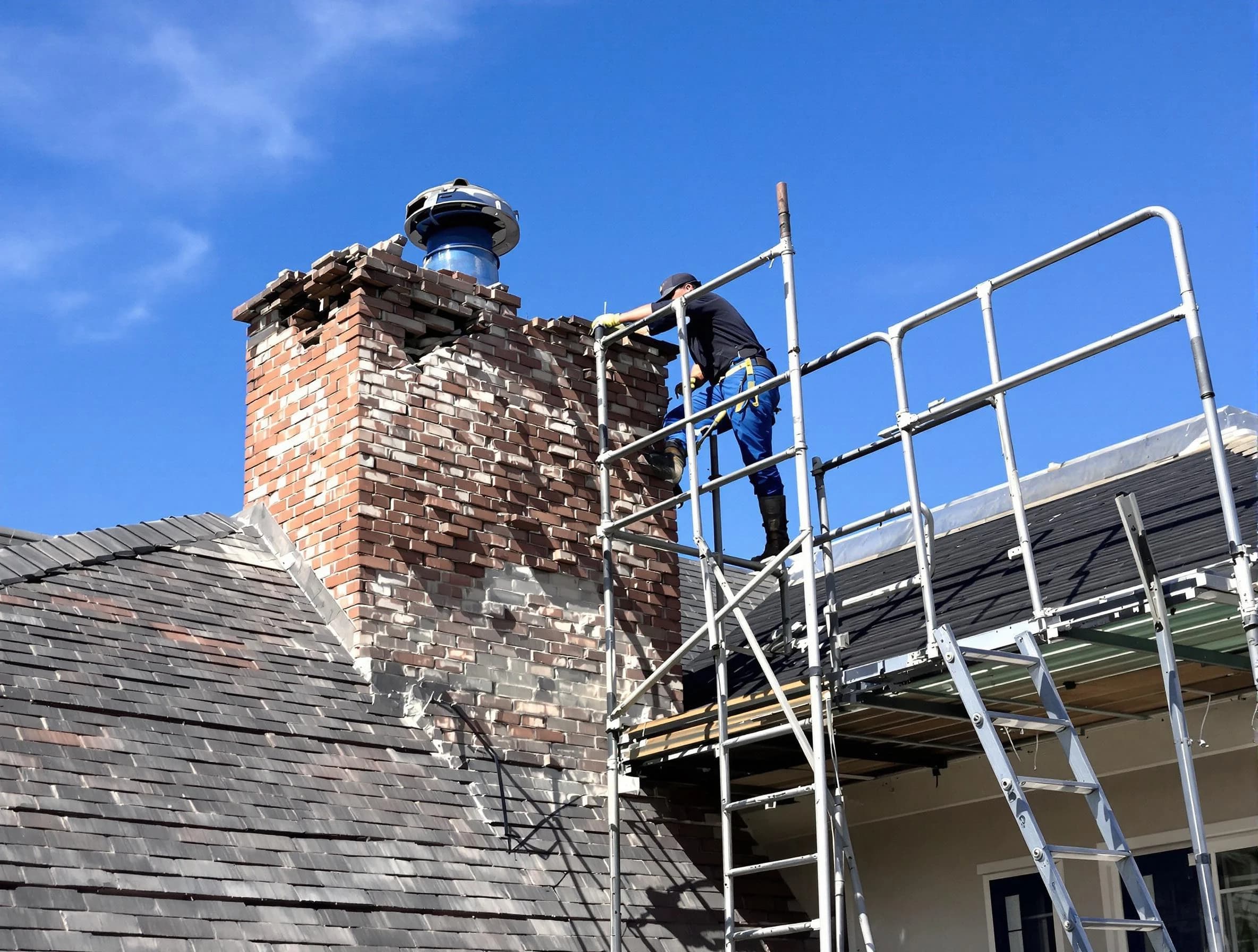 Rebuilding a chimney structure by Pleasant Grove Chimney Sweep in Pleasant Grove, UT