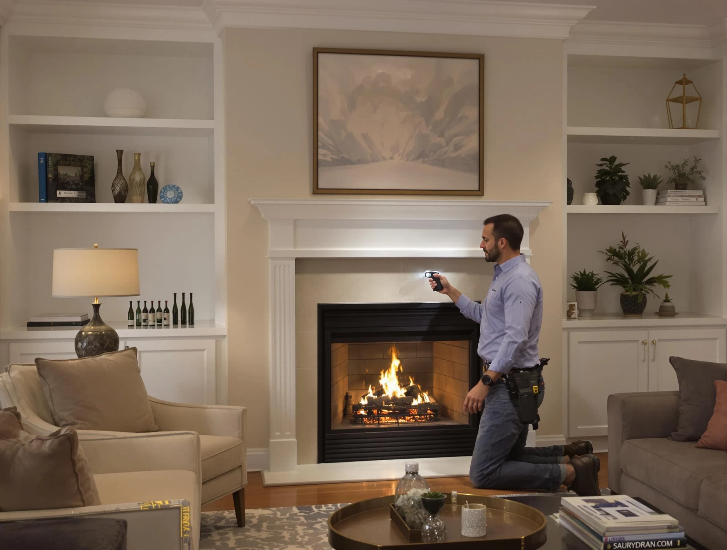 Pleasant Grove Chimney Sweep conducting a fireplace safety inspection in Pleasant Grove, UT