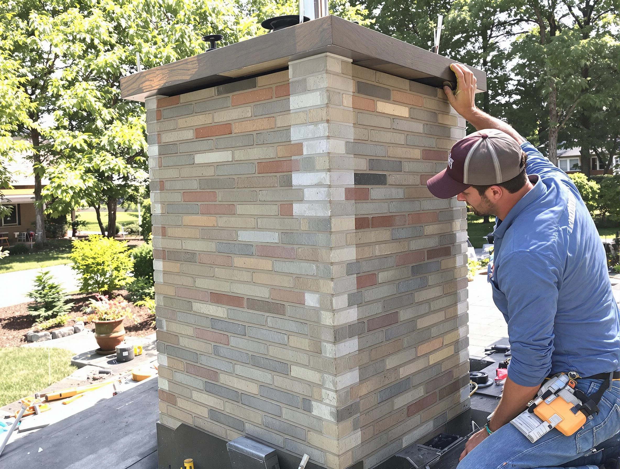 Pleasant Grove Chimney Sweep completing a modern chimney remodel in Pleasant Grove, UT
