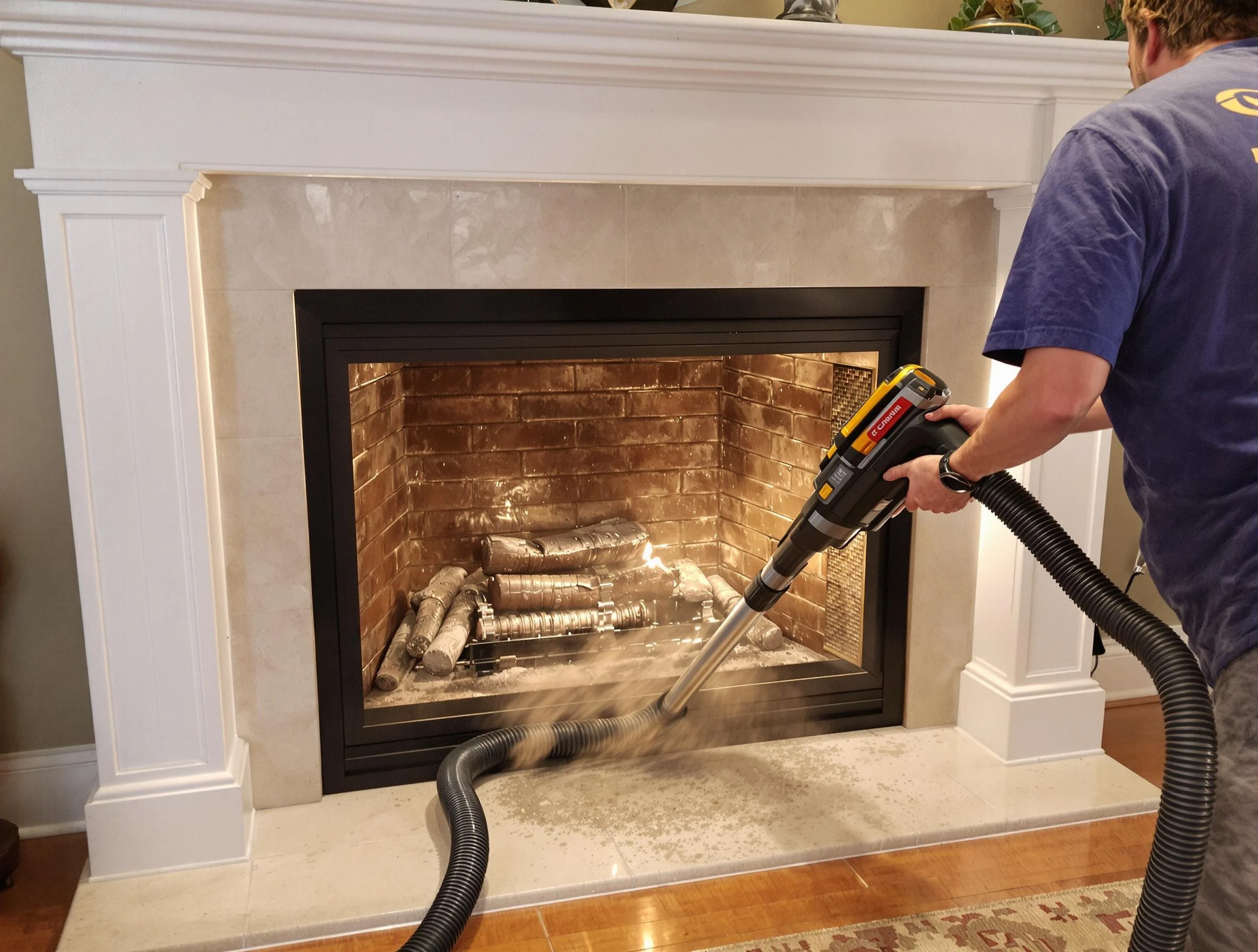 Fireplace cleaning performed by Pleasant Grove Chimney Sweep in Pleasant Grove, UT